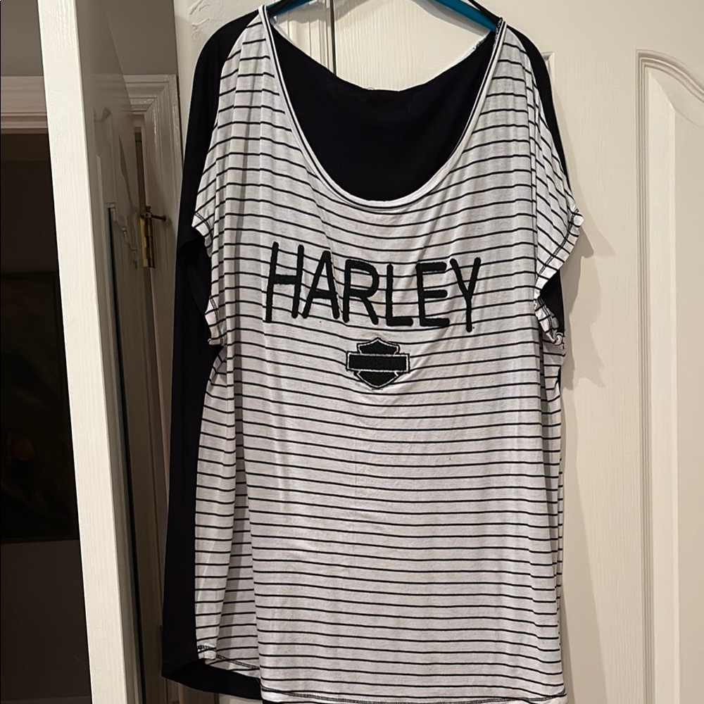 Harley-Davidson Black and Gray Oversized T-Shirt
